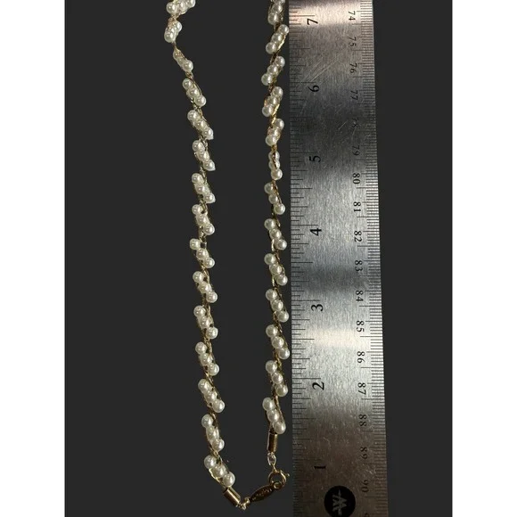 Vintage Napier Gold Tone Faux Pearl Necklace | Signed | Classic Elegance - Picture 2 of 6